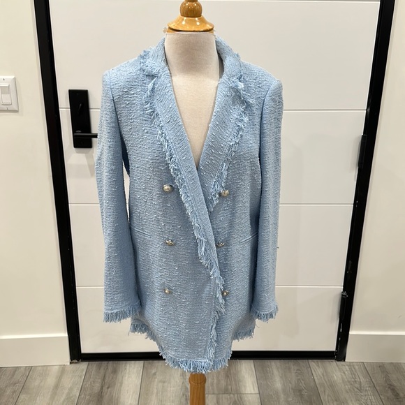 Zara Jackets & Coats Zara Blue Tweed Jacket Poshmark